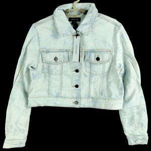 True Religion White Light Wash Denim Crop Jacket